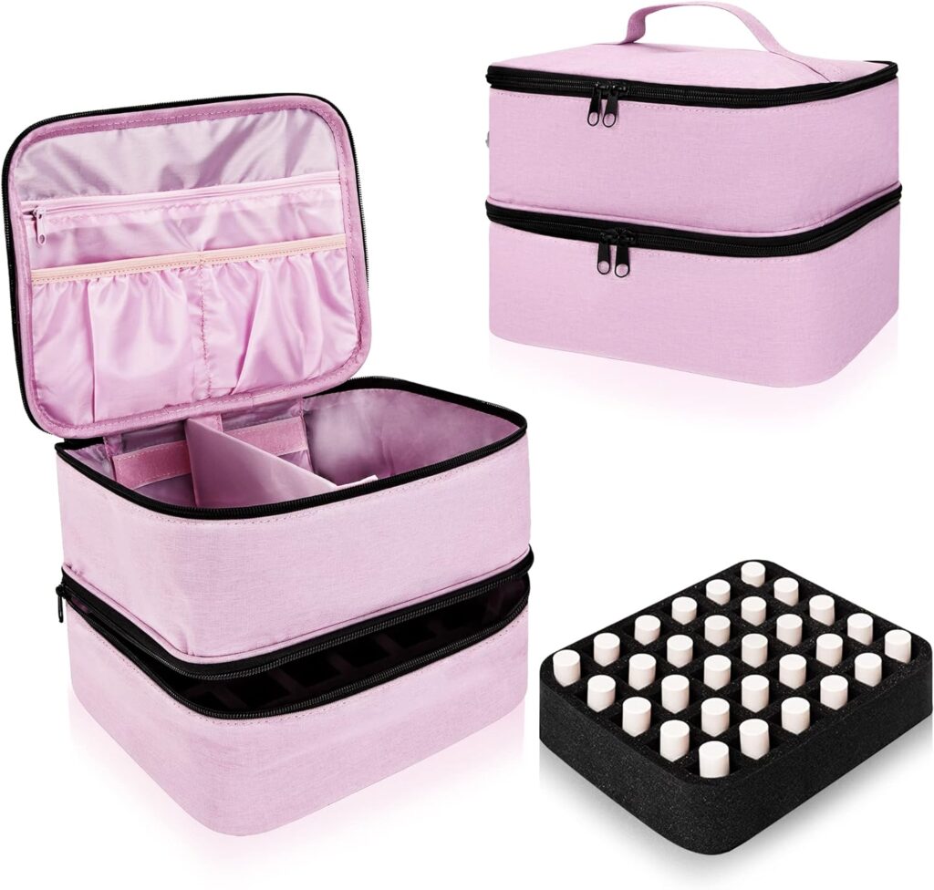 Bolso rosa organizador para kit de manicura